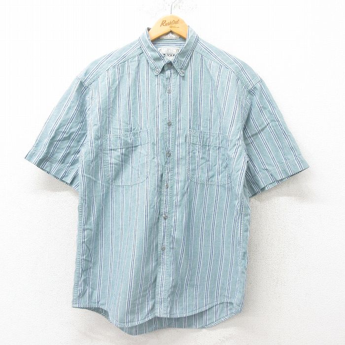M★古着 リーバイス Levis 半袖 シャツ メンズ 00年代 00s コットン ボタンダウン 薄緑 グリーン ストライプ 25jun02 中古 トップス