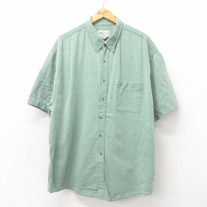XL★エディーバウアー 古着 半袖 シャツ メンズ 00年代 00s 大きいサイズ コットン ボタンダウン 緑 グリーン 25jun02 中古 トップス