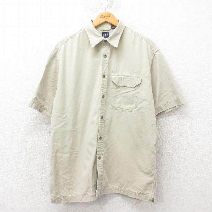 XL★古着 ギャップ GAP 半袖 シャツ メンズ 00年代 00s コットン 薄ベージュ カーキ 25jun02 中古 トップス