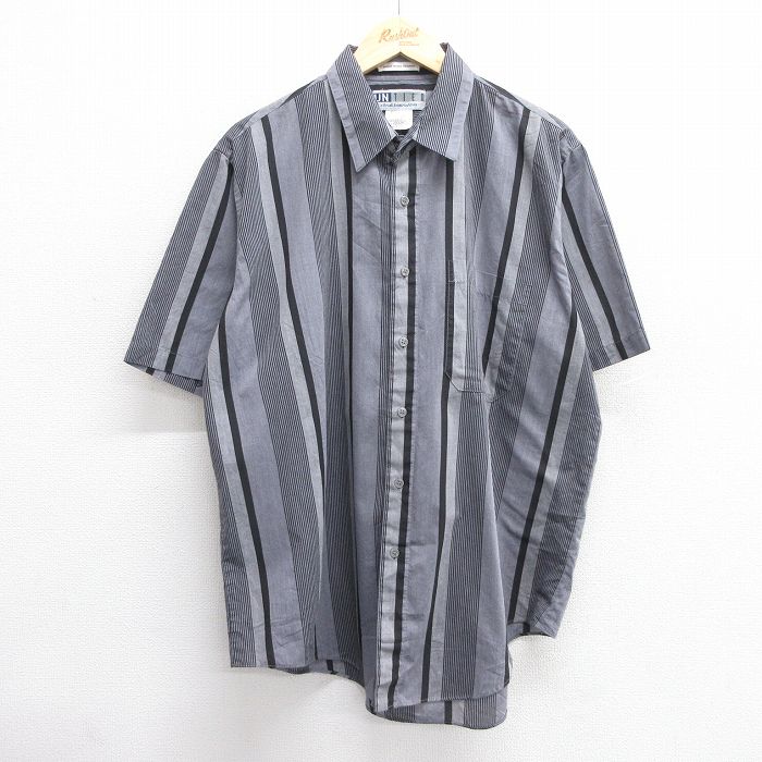 00s 半袖シャツ ストライプ グレー XL | 古着