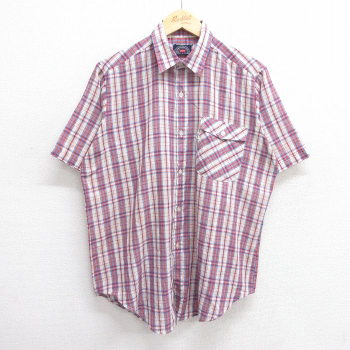L★古着 リーバイス Levis 半袖 シャツ メンズ 80年代 80s 赤他 レッド チェック 25jun04 中古 トップス