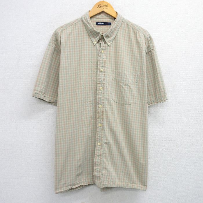 半袖シャツ ベージュチェック XL | 古着
