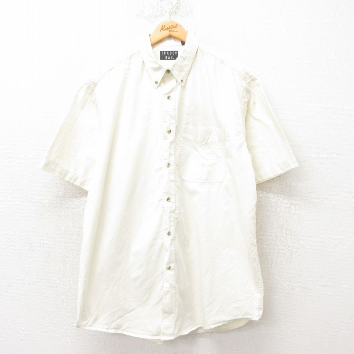 【50%OFF】XL★古着 半袖 シャツ メンズ 00年代 00s ロング丈 コットン ボタンダウン 薄ベージュ カーキ 25jun09 中古 トップス