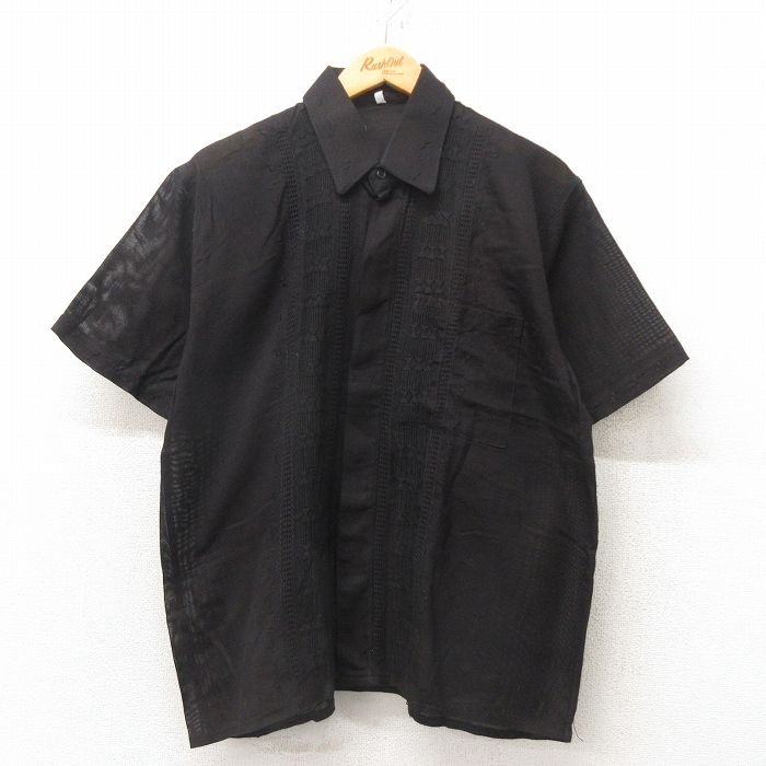 L★古着 半袖 シャツ メンズ 黒 ブラック 25jun09 中古 トップス