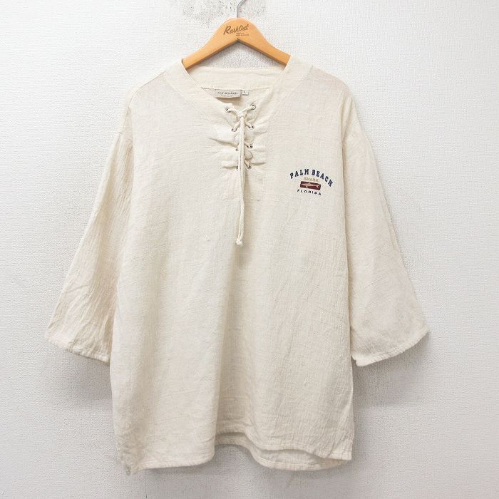 XL★古着 半袖 トップス メンズ 90年代 90s フロリダ USA製 生成り 25jun10 中古