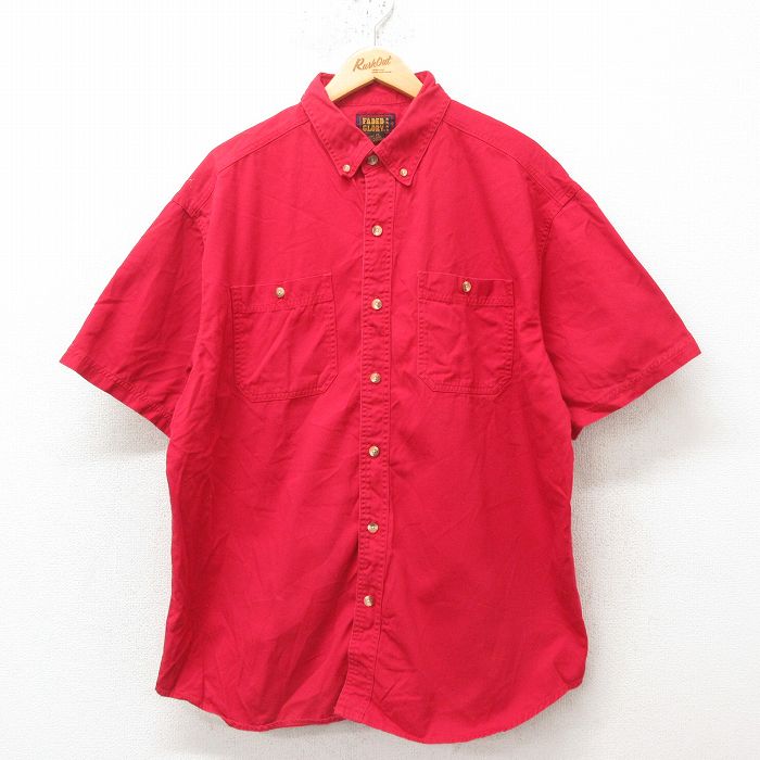 【50%OFF】XL★古着 FADED GLORY 半袖 シャツ メンズ 00年代 00s 大きいサイズ コットン ボタンダウン 赤 レッド 25jun10 中古 トップス