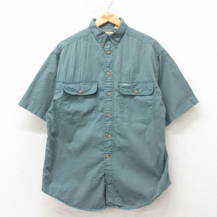 L★古着 セントジョンズベイ 半袖 シャツ メンズ 90年代 90s コットン ボタンダウン 緑 グリーン 25jun10 中古 トップス