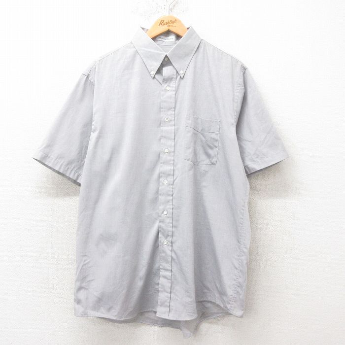 XL★古着 アロー 半袖 シャツ メンズ 90年代 90s オックスフォード ボタンダウン USA製 グレー 25jun10 中古 トップス