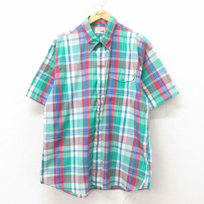 ザフォックスコレクション 80s 半袖シャツ 青緑チェック XL | 古着