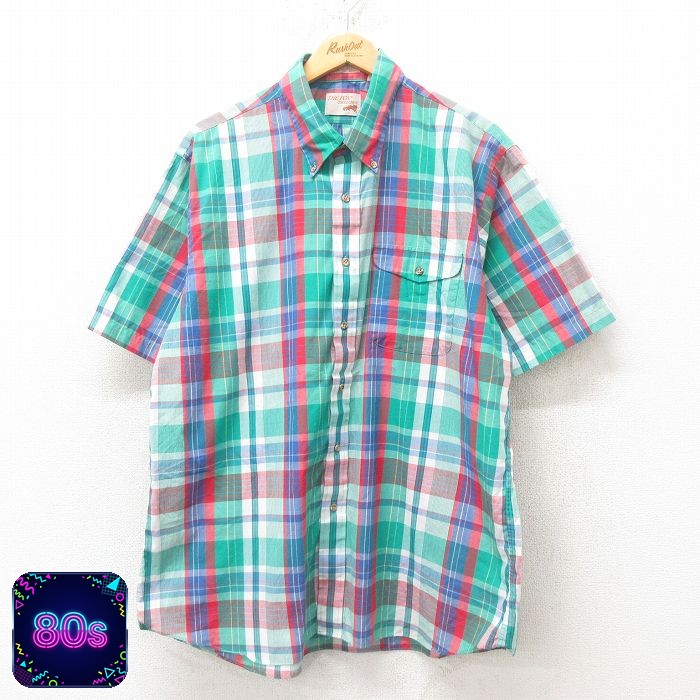 ザフォックスコレクション 80s 半袖シャツ 青緑チェック XL | 古着