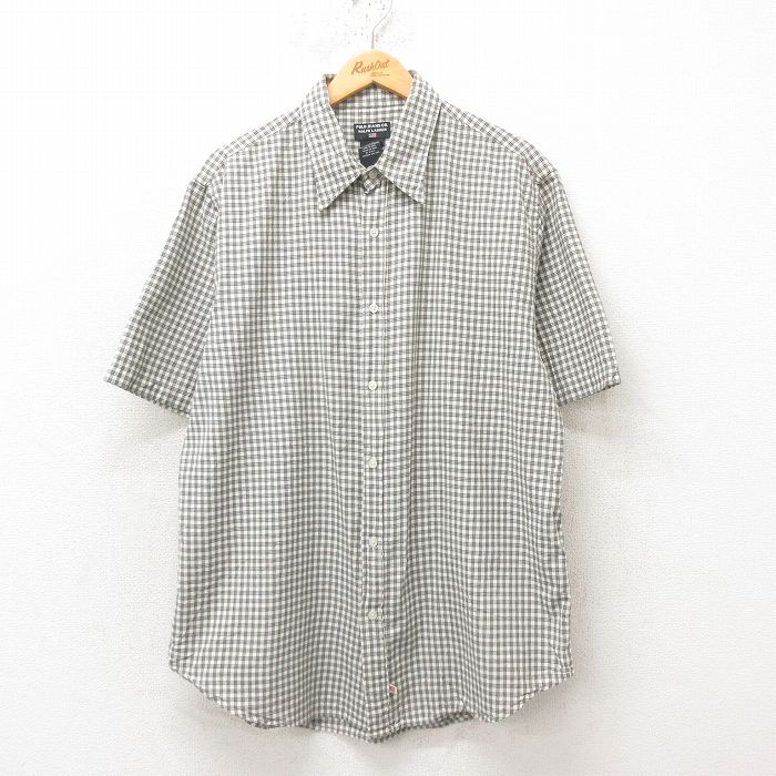 L★古着 ラルフローレン Ralph Lauren ポロジーンズ 半袖 ブランド シャツ メンズ 00年代 00s コットン 白 ホワイト チェック 25jun10 中古 トップス