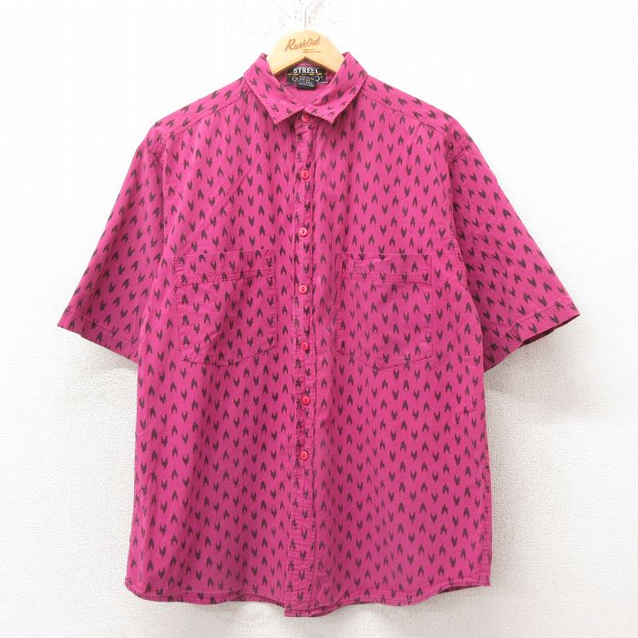 L★古着 半袖 シャツ メンズ 90年代 90s コットン ピンク 25jun10 中古 トップス