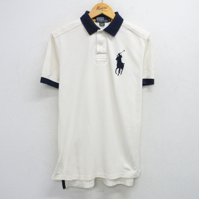 L★古着 ラルフローレン Ralph Lauren 半袖 ブランド ラガー シャツ メンズ 90年代 90s ビッグポニー 鹿の子 コットン 白他 ホワイト 25jun14 中古 トップス