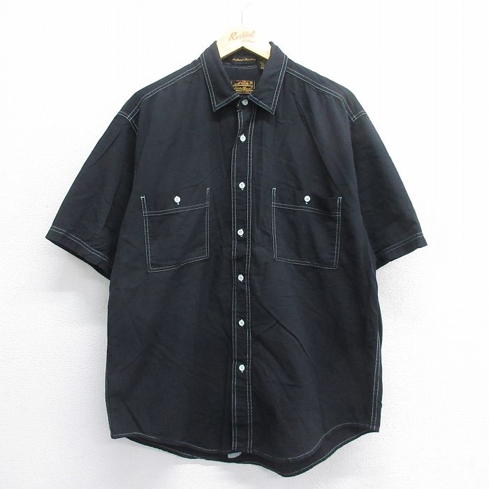 XL★古着 エディーバウアー 半袖 シャツ メンズ 90年代 90s コットン 黒 ブラック 25jun14 中古 トップス