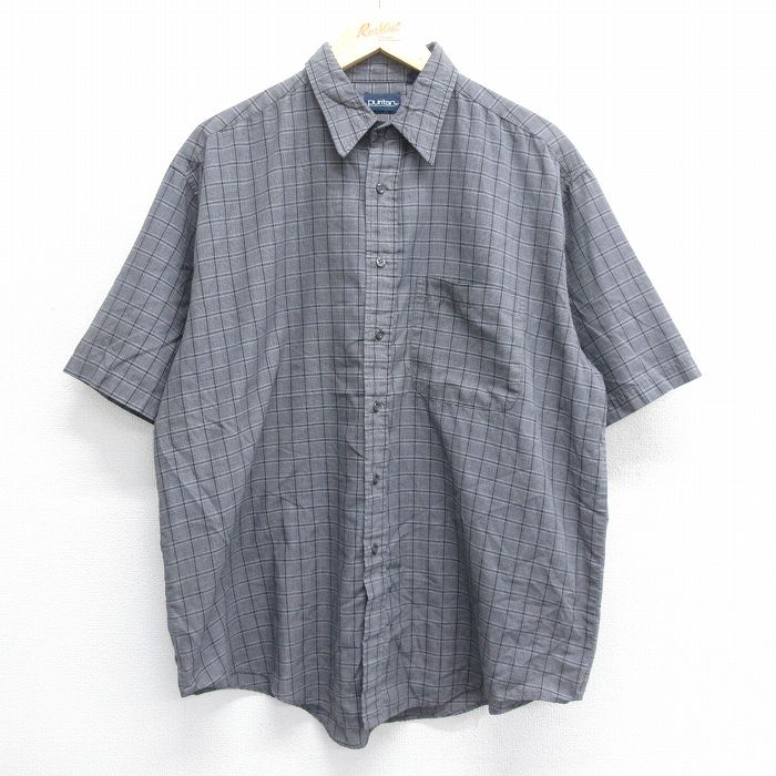 XL★古着 ピューリタン 半袖 シャツ メンズ 00年代 00s 大きいサイズ グレー他 チェック 25jun14 中古 トップス