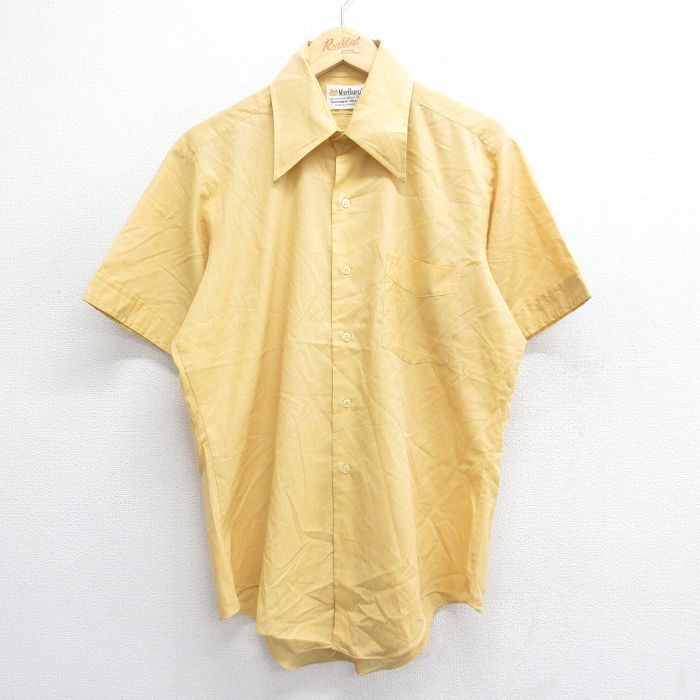 L★古着 マルボロ 半袖 シャツ メンズ 70年代 70s 黄系 イエロー 25jun14 中古 トップス