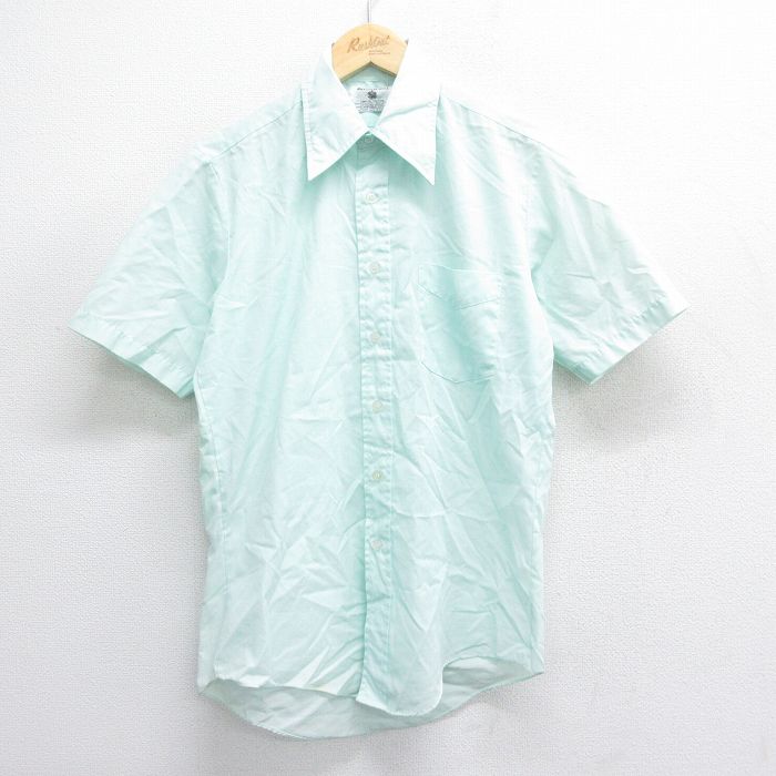 M★古着 半袖 シャツ メンズ 70年代 70s 薄緑 グリーン 25jun14 中古 トップス