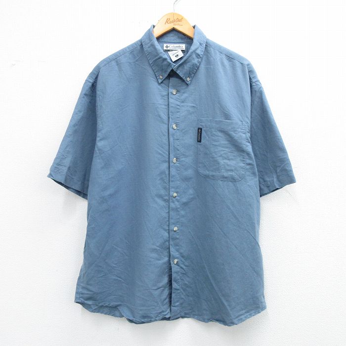 XL★古着 コロンビア COLUMBIA 半袖 シャツ メンズ 00年代 00s 大きいサイズ ボタンダウン 薄紺 ネイビー 25jun14 中古 トップス