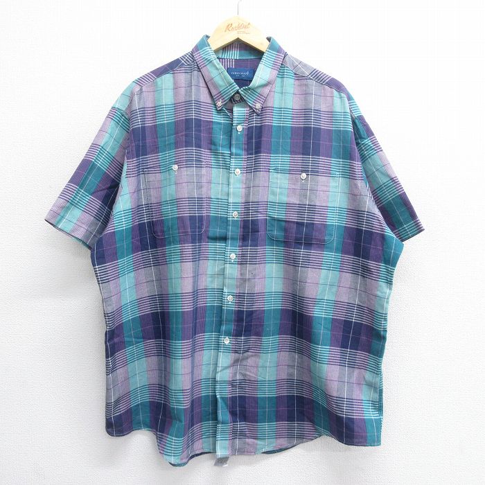 タウンクラフト 90s 半袖シャツ ネイビーチェック XL | 古着