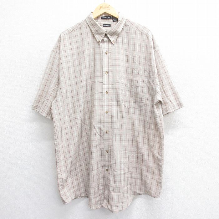 半袖シャツ カーキチェック XL | 古着