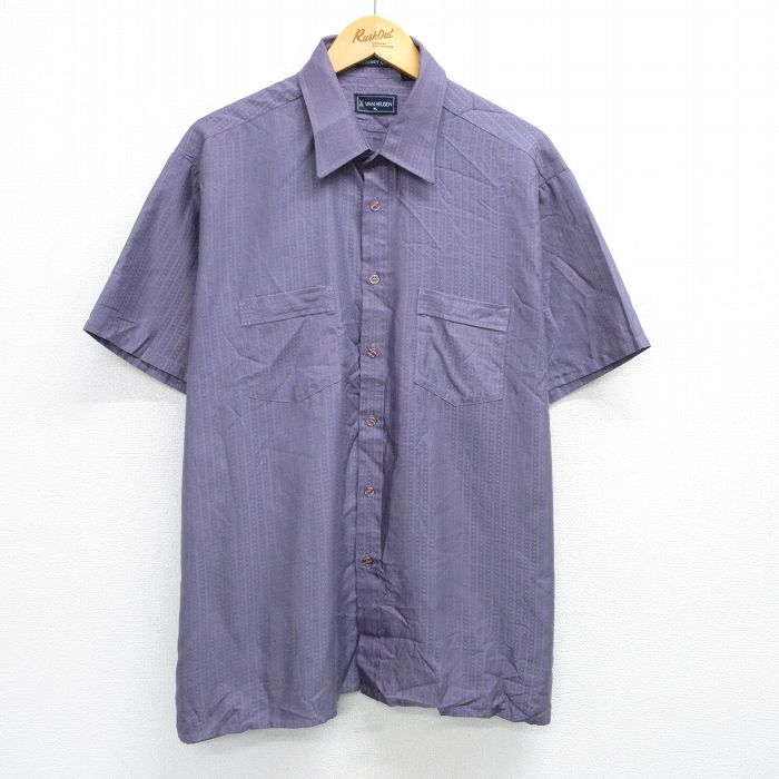 XL★古着 バンヒューセン 半袖 シャツ メンズ 90年代 90s 大きいサイズ 紫 パープル 【spe】 25jun16 中古 トップス
