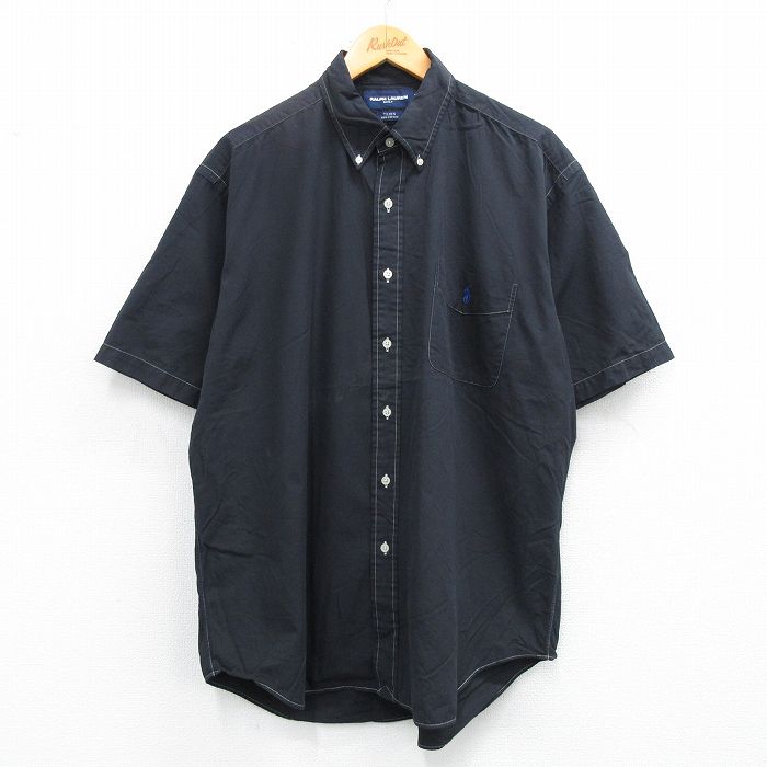 ラルフローレン 90s 半袖シャツ ワンポイントロゴ ブラック XL | 古着