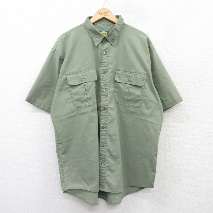XL★古着 カベラス 半袖 シャツ メンズ 00年代 00s 大きいサイズ ロング丈 濃緑 グリーン 25jun16 中古 トップス