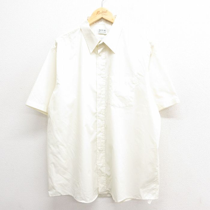 XL★古着 アロー 半袖 シャツ メンズ 90年代 90s 大きいサイズ ロング丈 USA製 薄ベージュ カーキ 25jun17 中古 トップス