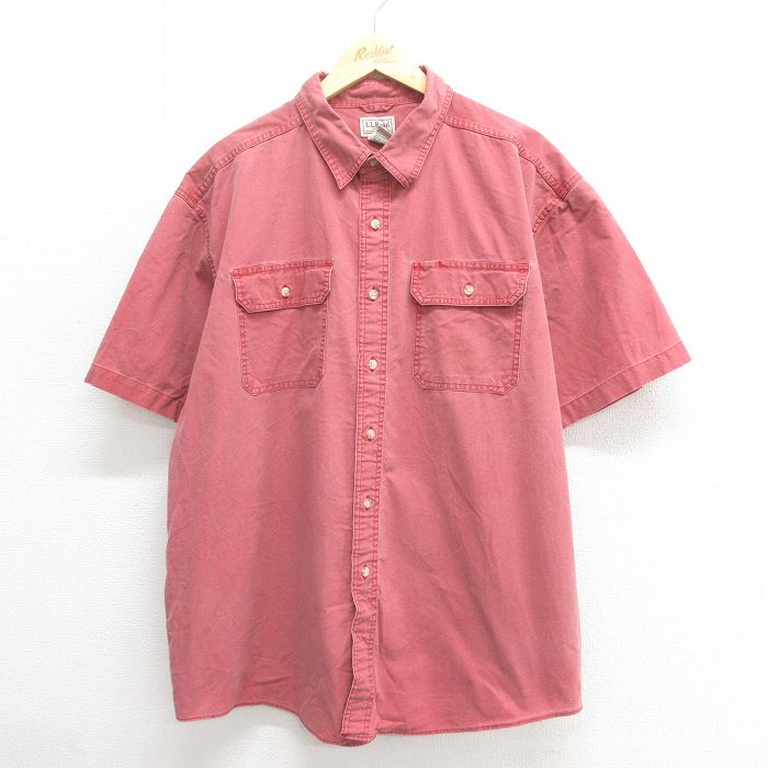 XL★古着 エルエルビーン LLBEAN 半袖 シャツ メンズ 00年代 00s 大きいサイズ コットン えんじ 25jun17 中古 トップス