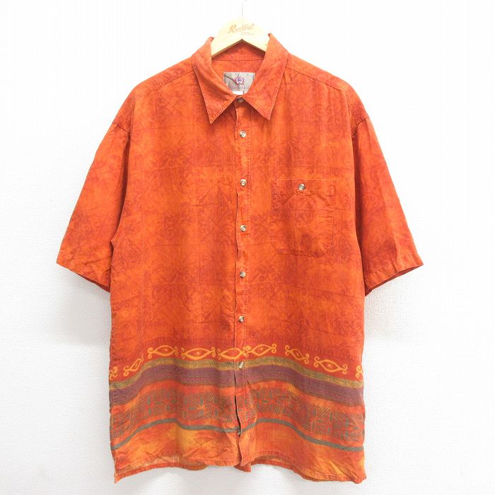 XL★古着 THE TERRITORY AHEAD 半袖 シャツ メンズ 00年代 00s 大きいサイズ オレンジ他 25jun17 中古 トップス