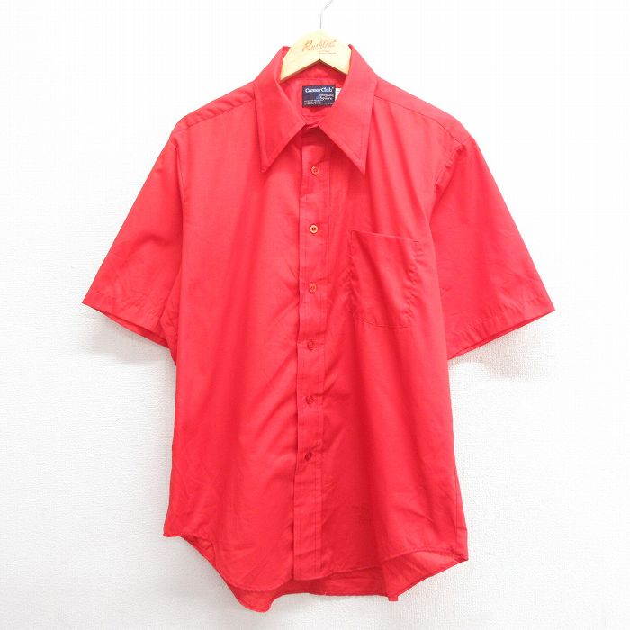 L★古着 半袖 シャツ メンズ 70年代 70s USA製 赤 レッド 25jun17 中古 トップス