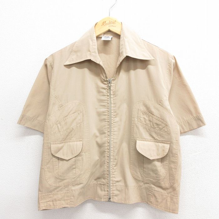 M★古着 ケニントン 半袖 フルジップ トップス 70年代 70s ベージュ カーキ 【spe】 25jun17 中古 メンズ