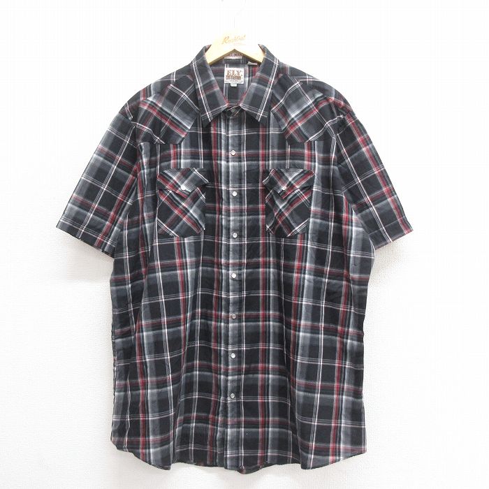 ELY 90s 半袖ウエスタンシャツ チェック ブラック XL | 古着