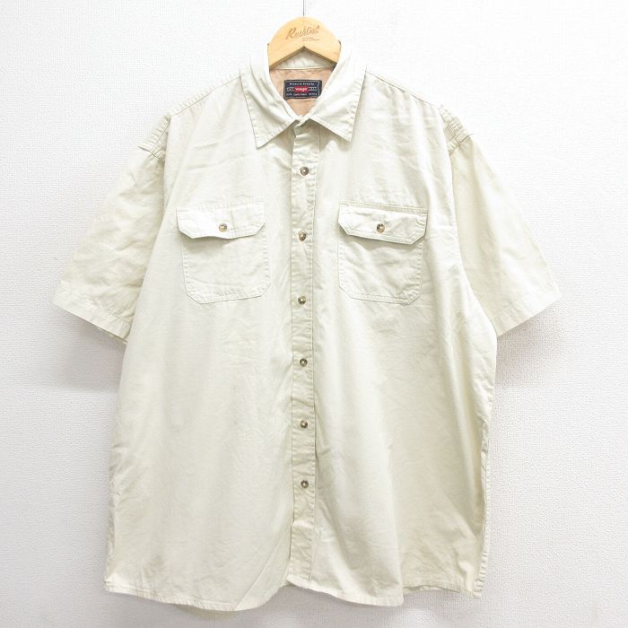 XL★古着 ラングラー Wrangler 半袖 シャツ メンズ 大きいサイズ コットン 薄ベージュ カーキ 25jun18 中古 トップス