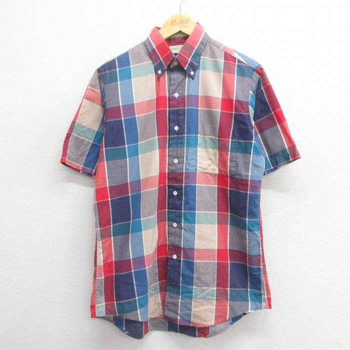 M★古着 半袖 シャツ メンズ 90年代 90s USA製 赤他 レッド チェック 25jun18 中古 トップス