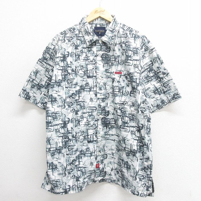 XL★古着 ノーティカ NAUTICA 半袖 ブランド シャツ メンズ 車 大きいサイズ コットン 紺他 ネイビー 25jun18 中古 トップス