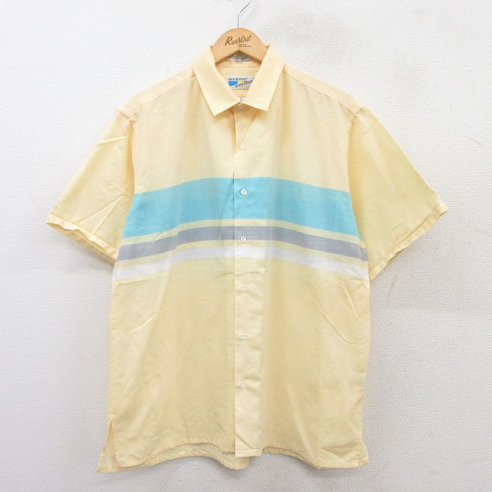 L★古着 バンヒューセン 半袖 シャツ メンズ 90年代 90s 黄他 イエロー 25jun18 中古 トップス