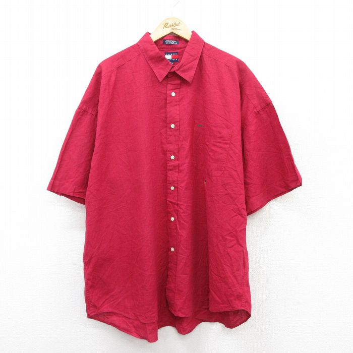 トミーヒルフィガー 90s 半袖シャツ ワンポイントロゴ レッド XL | 古着