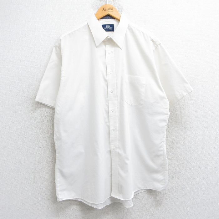 XL★古着 半袖 シャツ メンズ 90年代 90s ロング丈 USA製 白 ホワイト 25jun18 中古 トップス