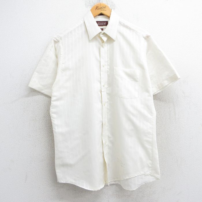 M★古着 半袖 シャツ メンズ 80年代 80s USA製 薄黄色 イエロー ストライプ 25jun19 中古 トップス