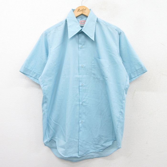 80s 半袖シャツ ライトブルー L | 古着