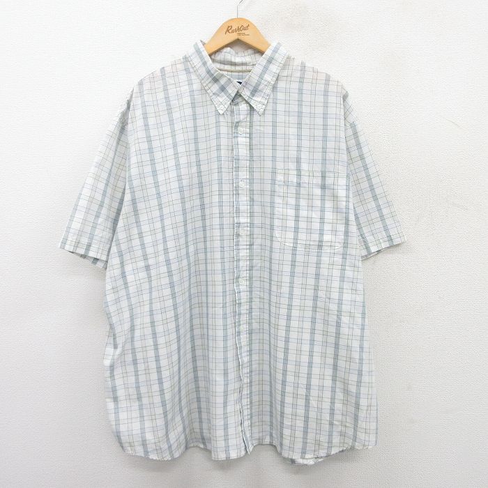 【50%OFF】半袖シャツ ホワイトチェック XL | 古着
