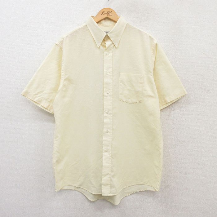 【50%OFF】XL★古着 アロー 半袖 シャツ メンズ 90年代 90s ボタンダウン USA製 薄黄 イエロー 25jun21 中古 トップス