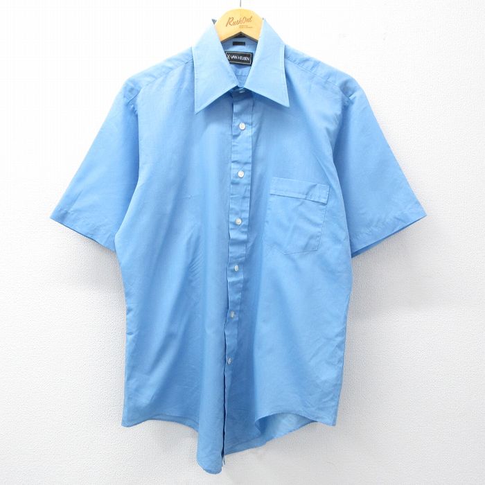 L★古着 バンヒューセン 半袖 シャツ メンズ 80年代 80s 薄紺 ネイビー 25jun21 中古 トップス