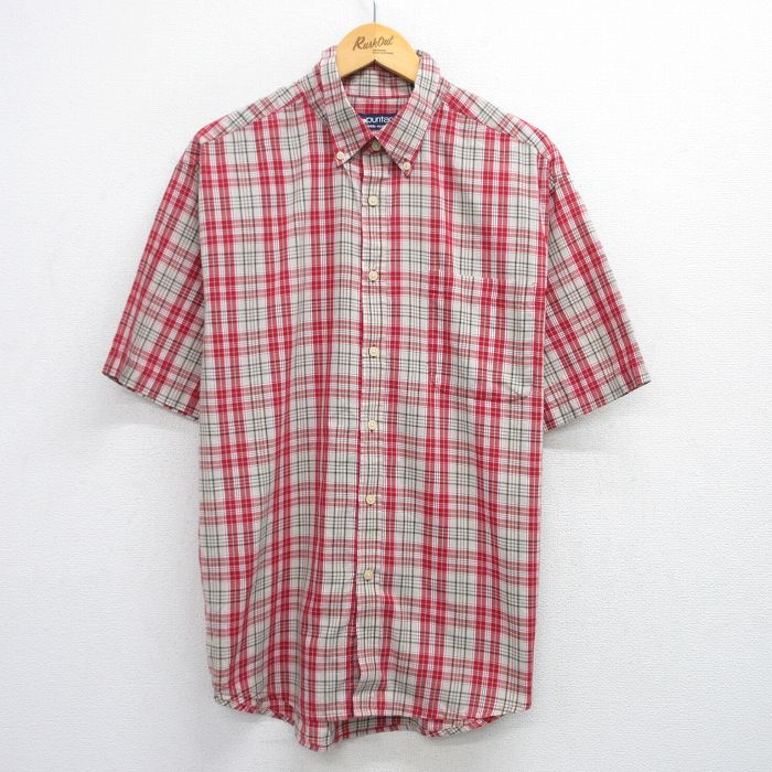XL★古着 ピューリタン 半袖 シャツ メンズ 00年代 00s ボタンダウン 赤他 レッド チェック 25jun23 中古 トップス