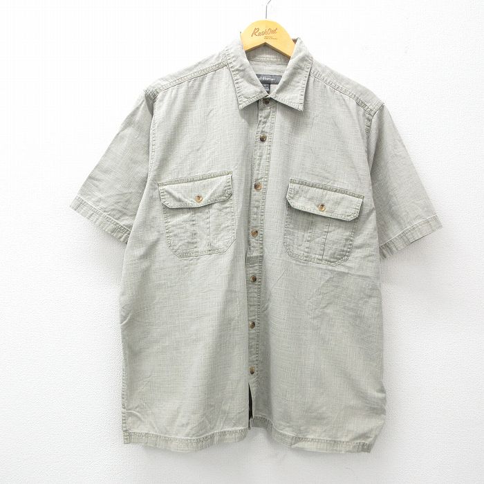 XL★古着 半袖 シャツ メンズ 大きいサイズ コットン 薄ベージュ系 カーキ 25jun23 中古 トップス