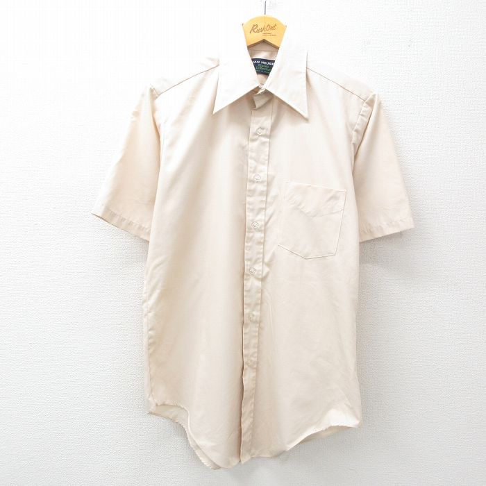 L★古着 バンヒューセン 半袖 シャツ メンズ 90年代 90s 薄ベージュ カーキ 25jun23 中古 トップス