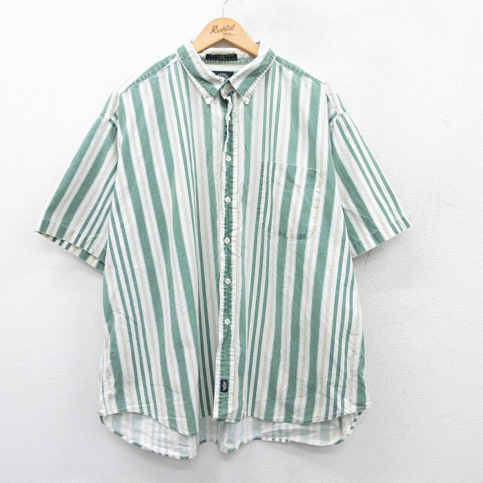 【50%OFF】XL★古着 ドッカーズ 半袖 シャツ メンズ 90年代 90s 大きいサイズ コットン ボタンダウン 緑他 グリーン ストライプ 【spe】 25jun23 中古 トップス
