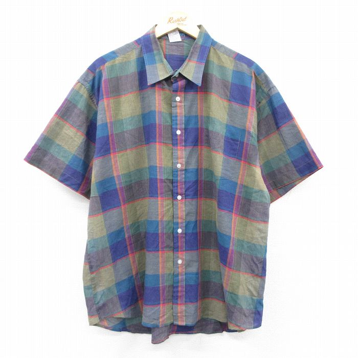 XL★古着 マックレガー 半袖 シャツ メンズ 大きいサイズ 紺他 ネイビー チェック 25jun23 中古 トップス