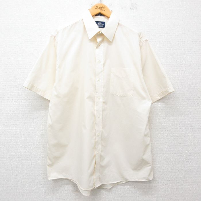 XL★古着 半袖 シャツ メンズ ロング丈 薄ベージュ カーキ 25jun23 中古 トップス